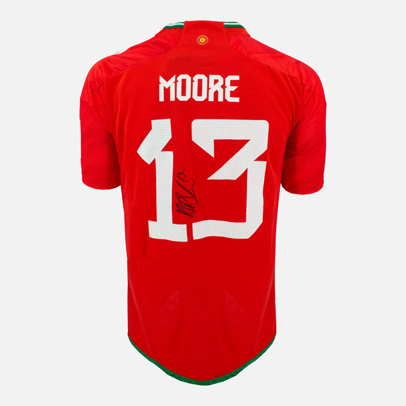 Framed Kieffer Moore Signed Wales Shirt 2022 World Cup [Modern]