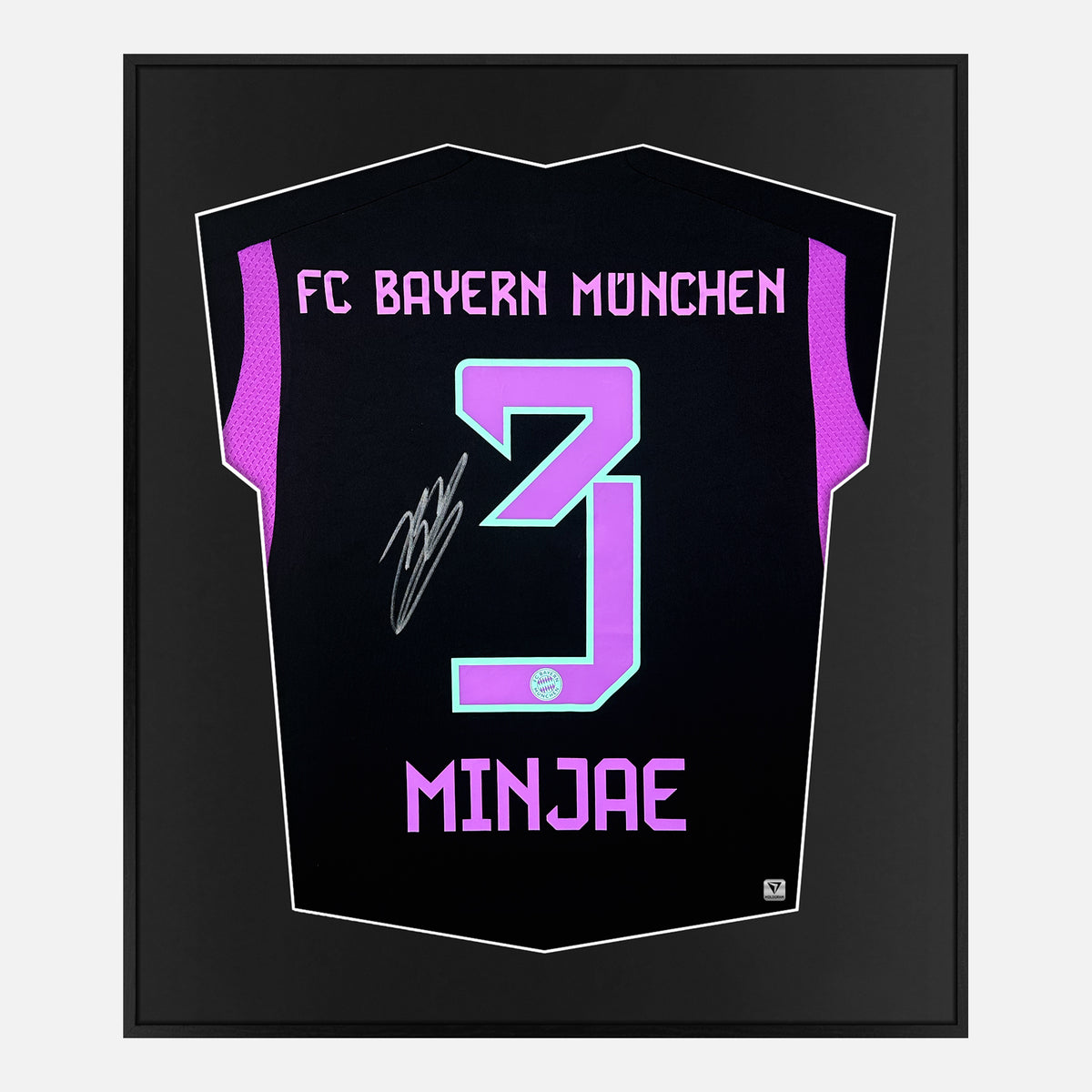 Framed Kim Min-jae Signed Shirt, Bayern Munich Black Away [Lite] — Authentic signature with NFC and COA | The Vault