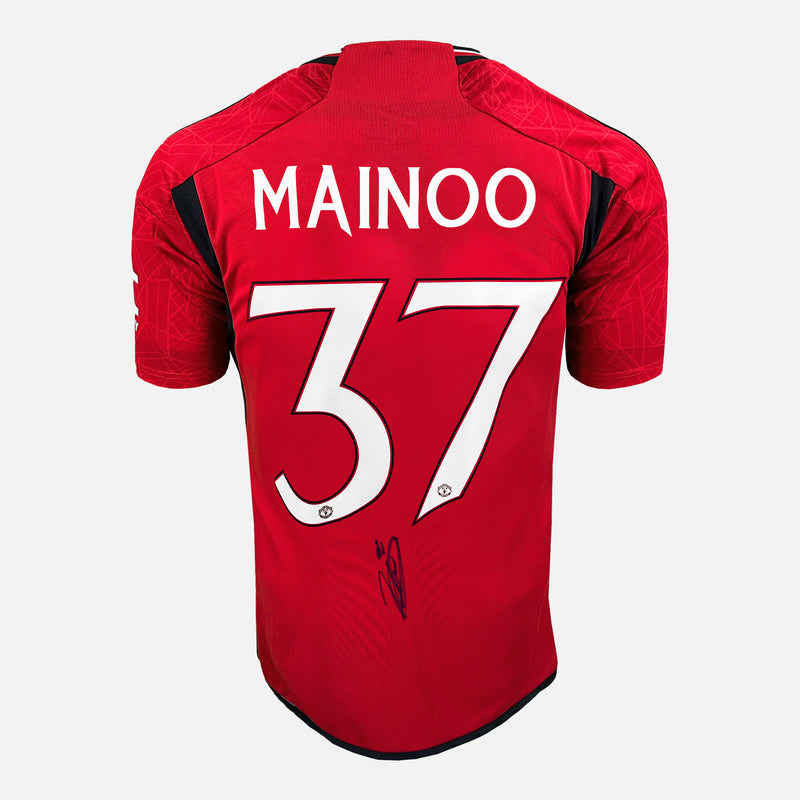 Framed Kobbie Mainoo Signed Manchester United Shirt Home Cup [Mini]