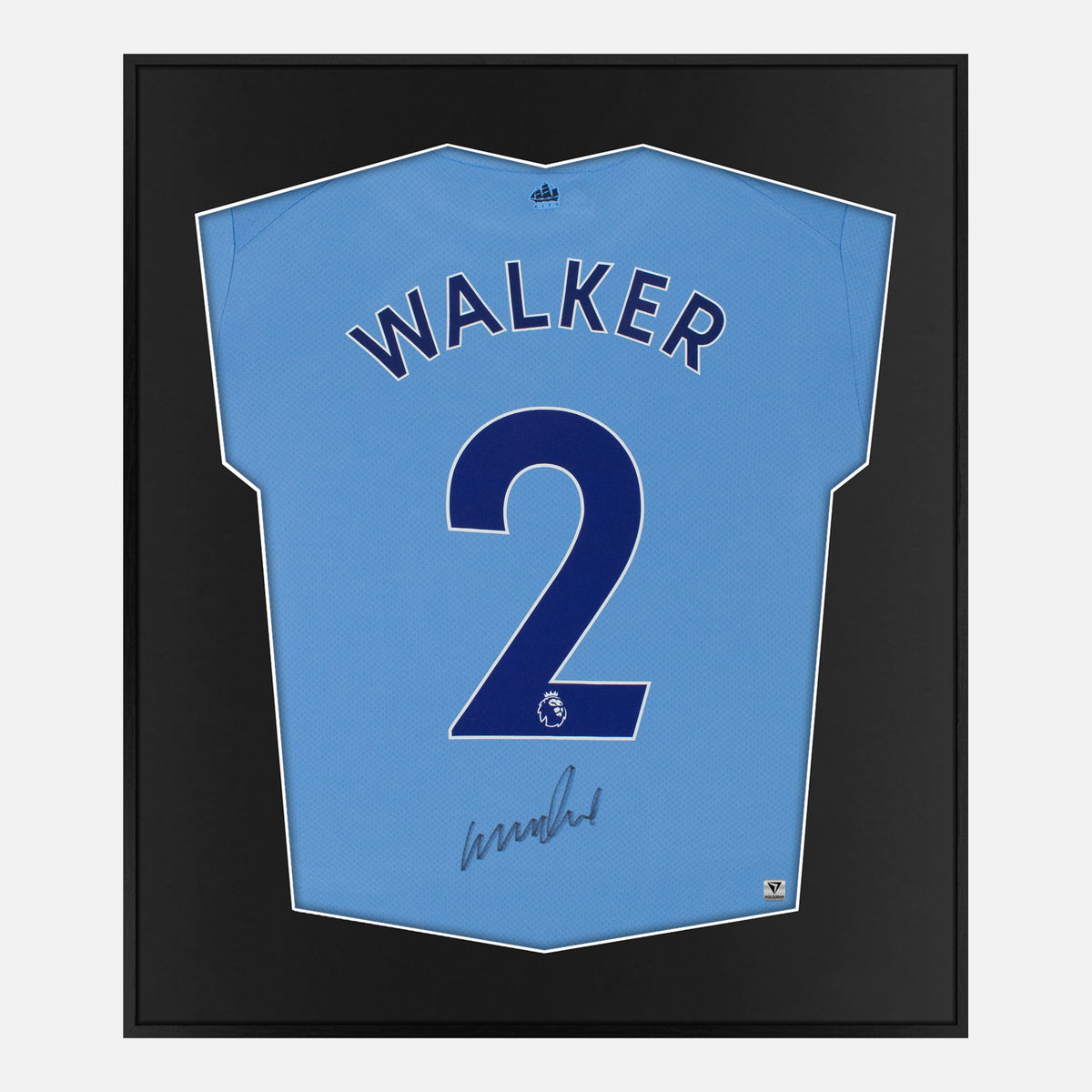 Framed Kyle Walker Signed Shirt,  Manchester City Treble edition [Lite] — Authentic signature with NFC and COA | The Vault