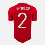 Framed Lindelof Signed Manchester United Shirt, Cup Home [Mini]