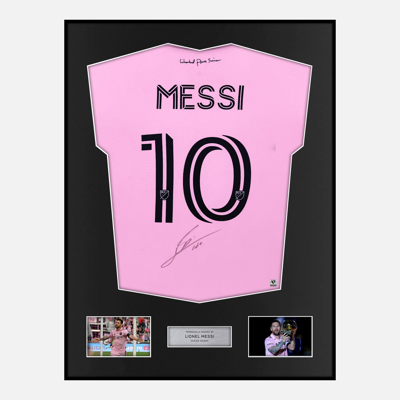 CAMISETA L LEO Messi hand signed firmada a mano COA argentina enmarcada