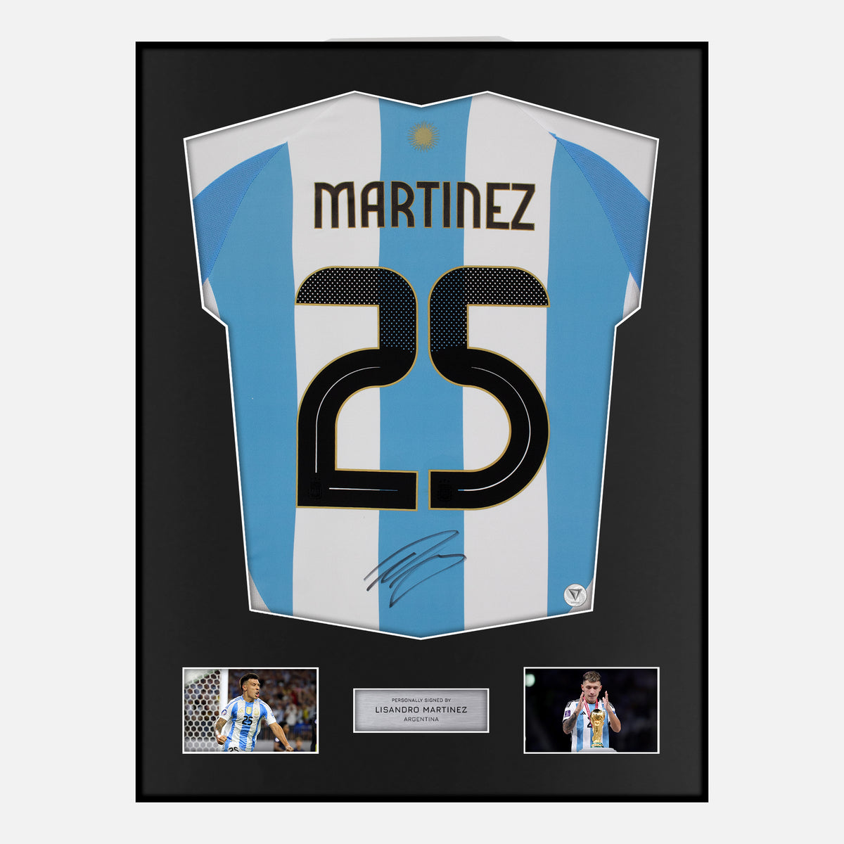 Framed Lisandro Martinez Signed Argentina Shirt 2024-25 Home [Classic] — Verified autograph with NFC and certificate | The Vault