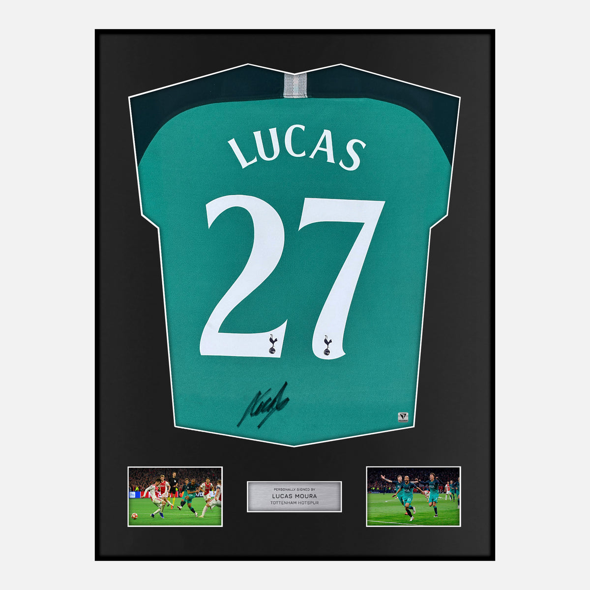 Framed Lucas Moura Signed Tottenham Hotspur Shirt 2018-19 Third away [Classic] — Verified autograph with NFC and certificate | The Vault