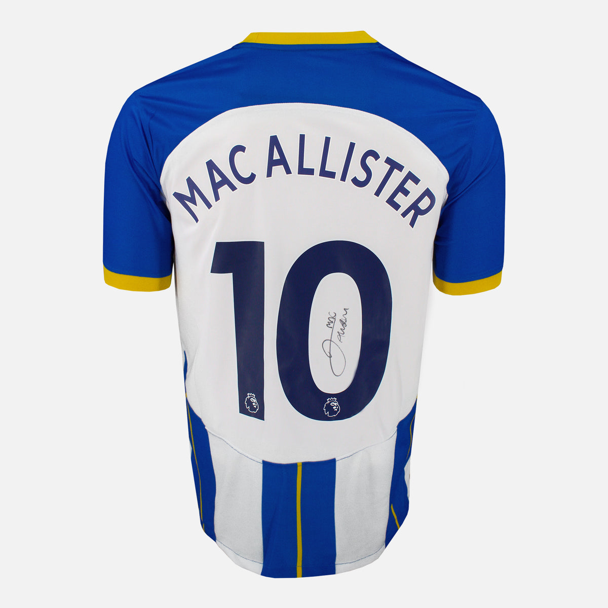 Alexis Mac Allister Signed Brighton & Hove Albion Shirt Home 2022-23 [10] — Brighton & Hove Albion signed shirt from the 2022 to 2023 season | The Vault