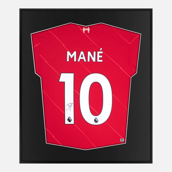 Framed Mane Signed Liverpool Shirt, Red Home, 10 [Mini]