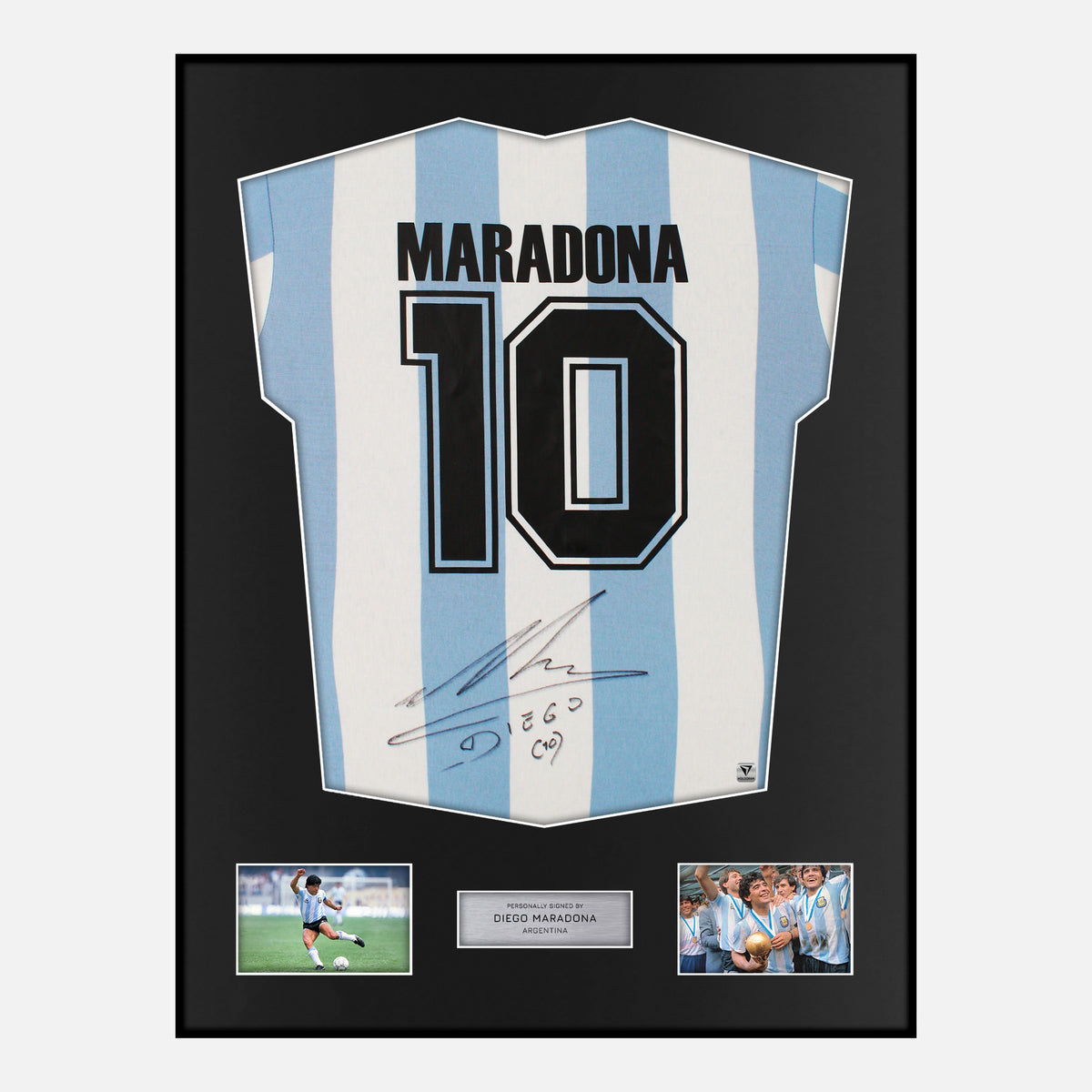Framed Diego Maradona Signed Argentina Shirt 1986 World Cup Winners [Classic] — Classic framed Argentina shirt signed by Diego Maradona | The Vault