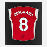 Framed Odegaard Signed Shirt, Arsenal, Red Home [Mini]