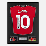 Framed Matheus Cunha Signed Manchester United Shirt Home 2025-26 [Classic]