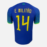 Framed Eder Militao Signed Brazil Shirt 2022-23 Away [Classic]