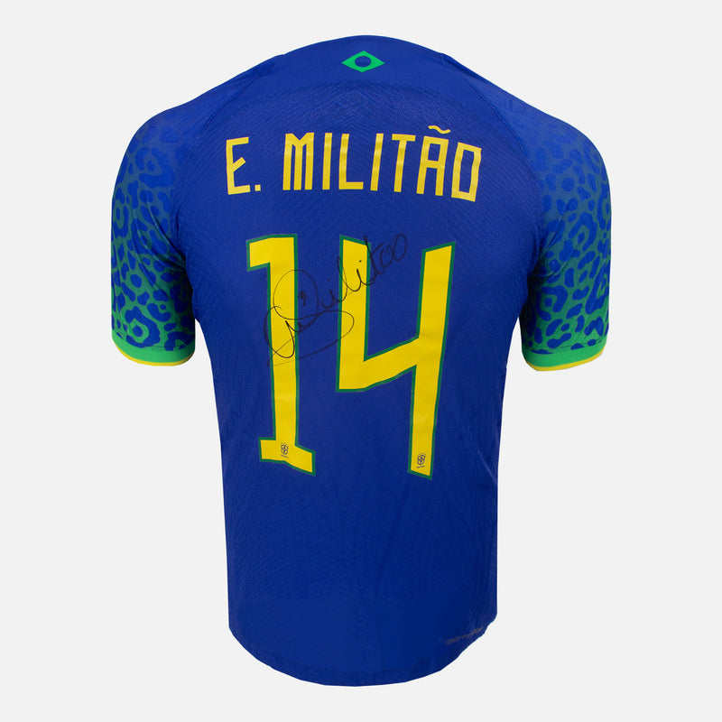 Framed Eder Militao Signed Brazil Shirt 2022-23 Away [Classic]