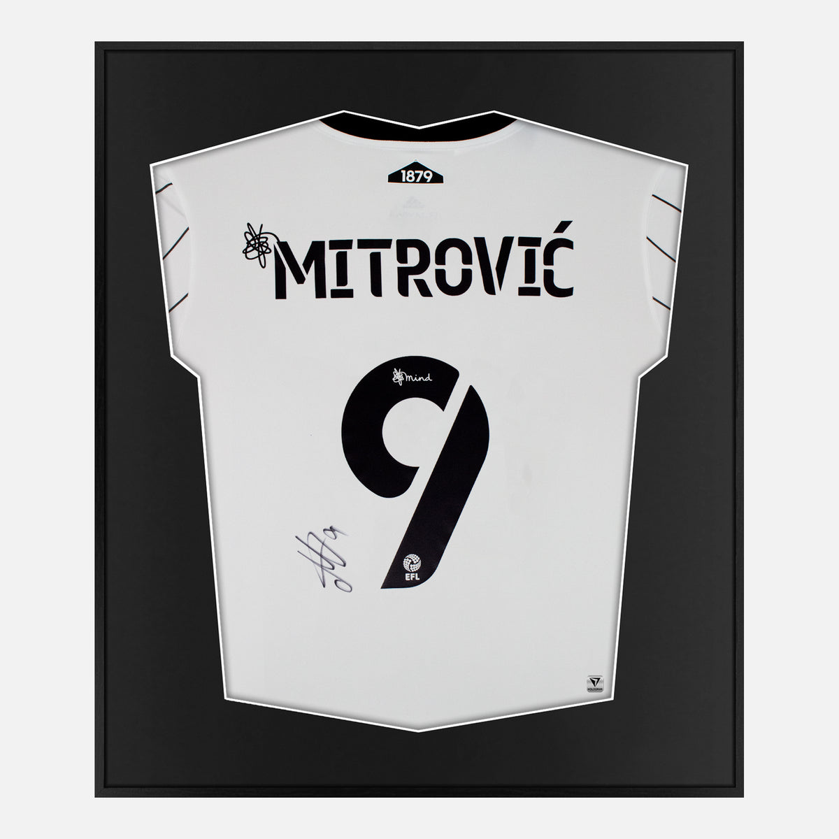 Framed Mitrovic Signed Fulham Shirt, Record Goalscorer [Lite] — Authentic signature with NFC and COA | The Vault
