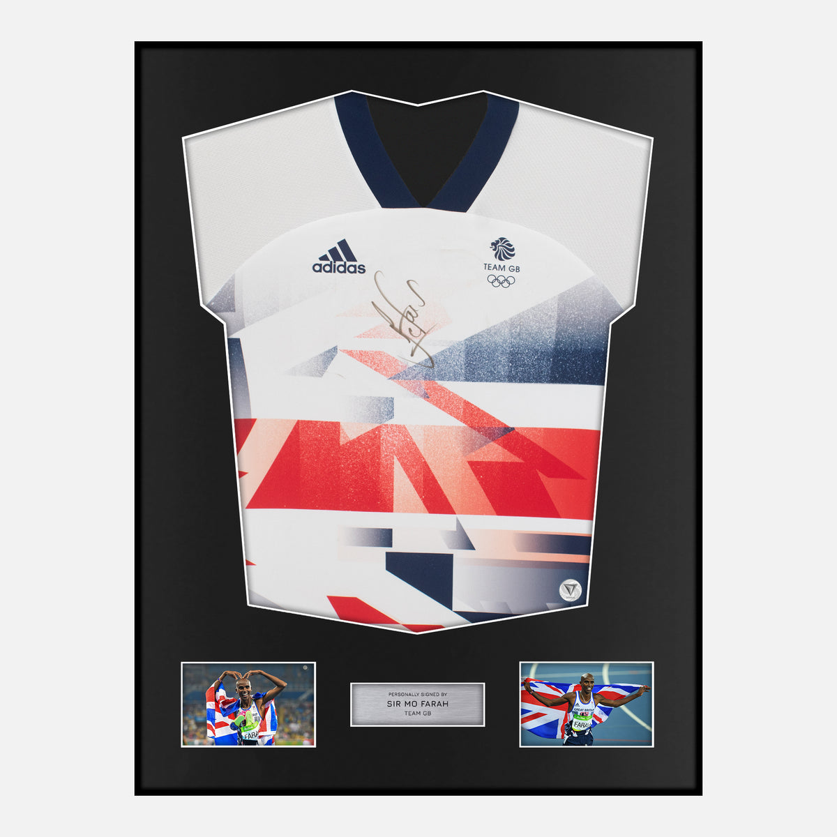 Framed Mo Farah Signed Team GB Shirt Olympic Gold [Classic] — Verified autograph with NFC and certificate | The Vault