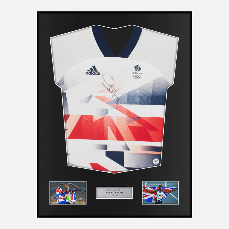 Framed Mo Farah Signed Team GB Shirt Olympic Gold [Classic]