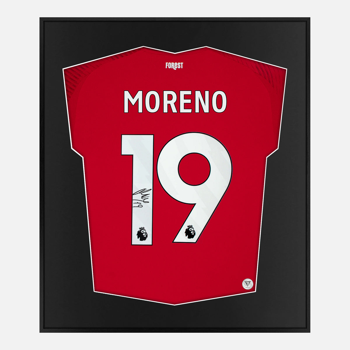 Framed Alex Moreno Signed Shirt, Nottingham Forest Home [Lite] — Authentic signature with NFC and COA | The Vault