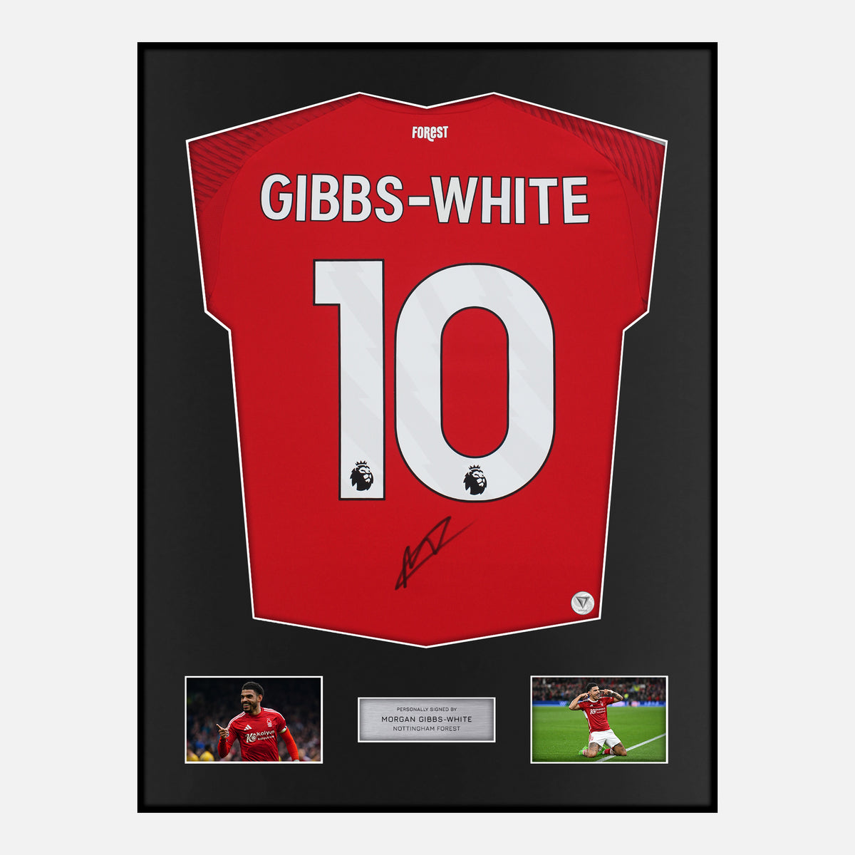 Framed Morgan Gibbs-White Signed Nottingham Forest Shirt Home [Classic] — Verified autograph with NFC and certificate | The Vault