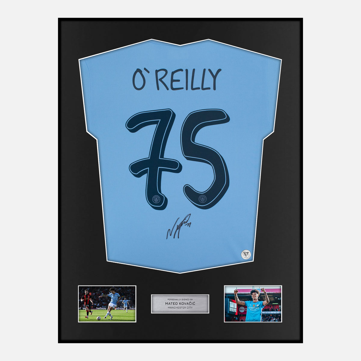 Framed Nico O'Reilly Signed Manchester City Shirt 2024-25 [Classic] — Verified autograph with NFC and certificate | The Vault