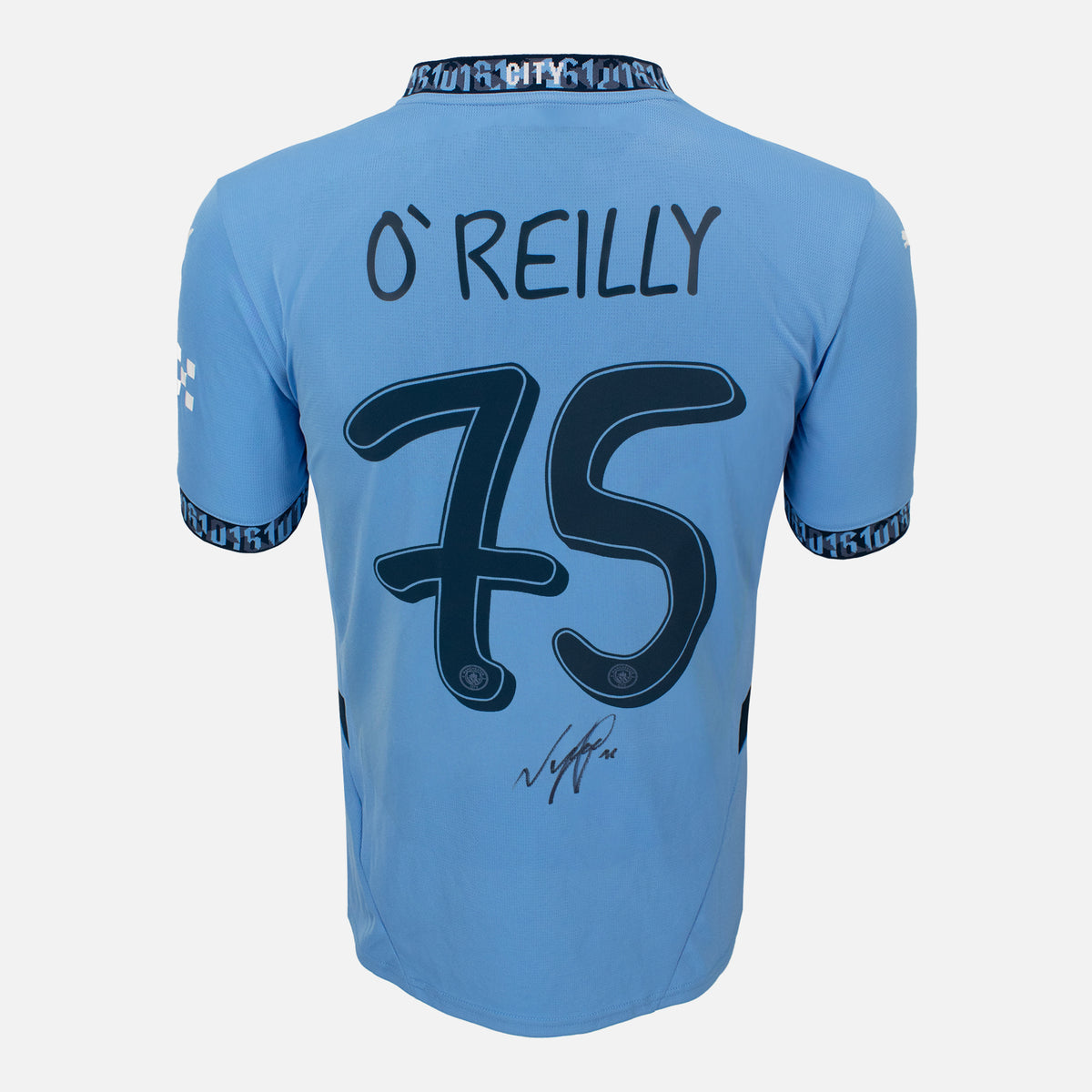 Nico O'Reilly Signed Manchester City Shirt Home 2024-25 [75] — Manchester City signed shirt from the 2024 to 2025 season | The Vault