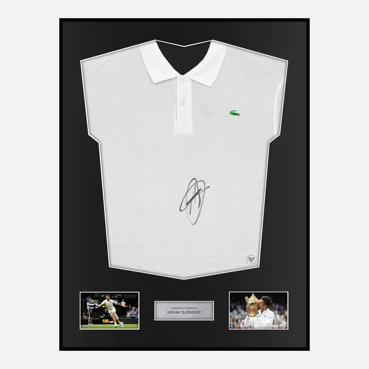 Framed Novak Djokovic Signed Shirt Wimbledon Edition [Classic] — Classic framed Tennis shirt signed by Novak Djokovic | The Vault
