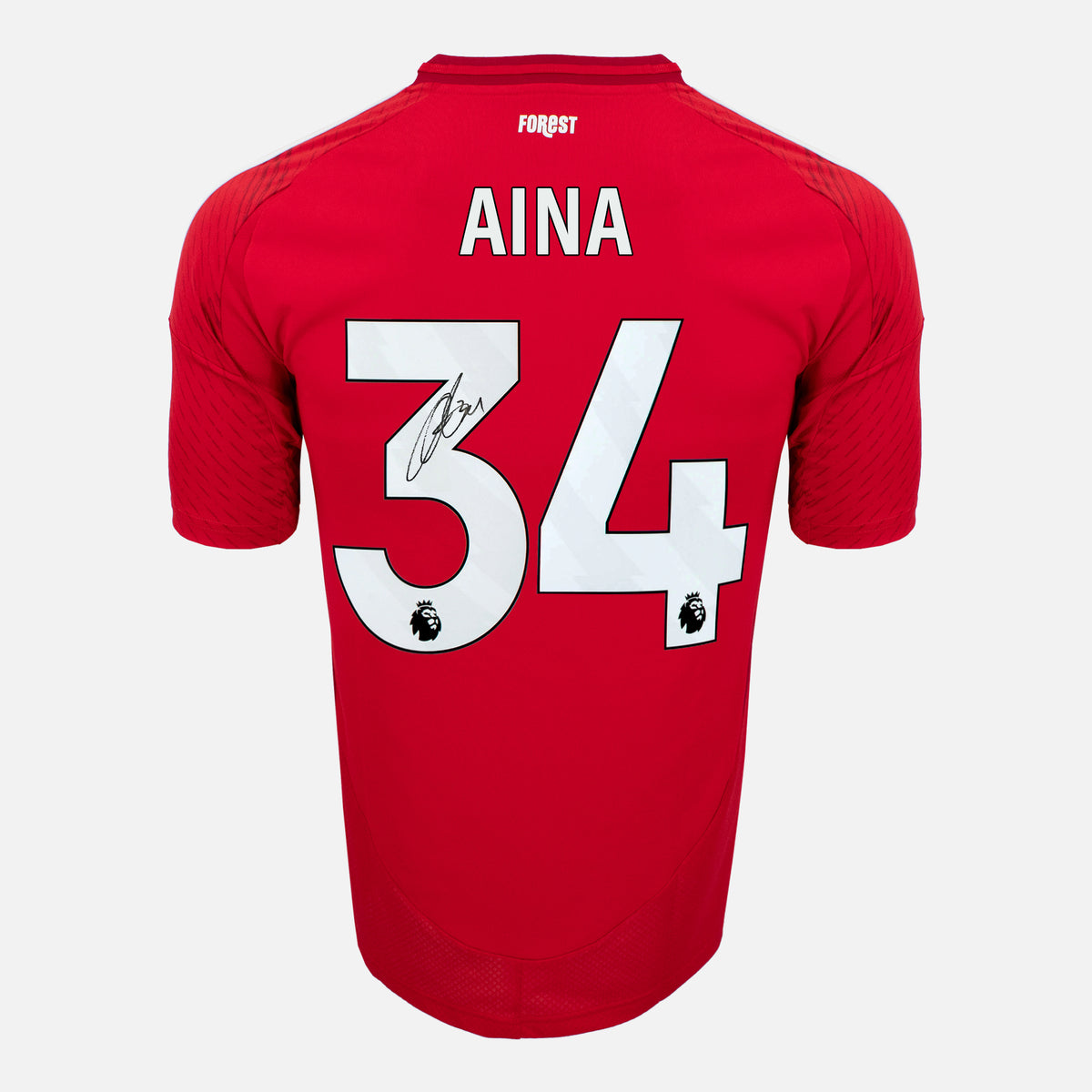 Ola Aina Signed Nottingham Forest Shirt 2024-25 Home [34] — Nottingham Forest signed shirt from the 2024 to 2025 season | The Vault