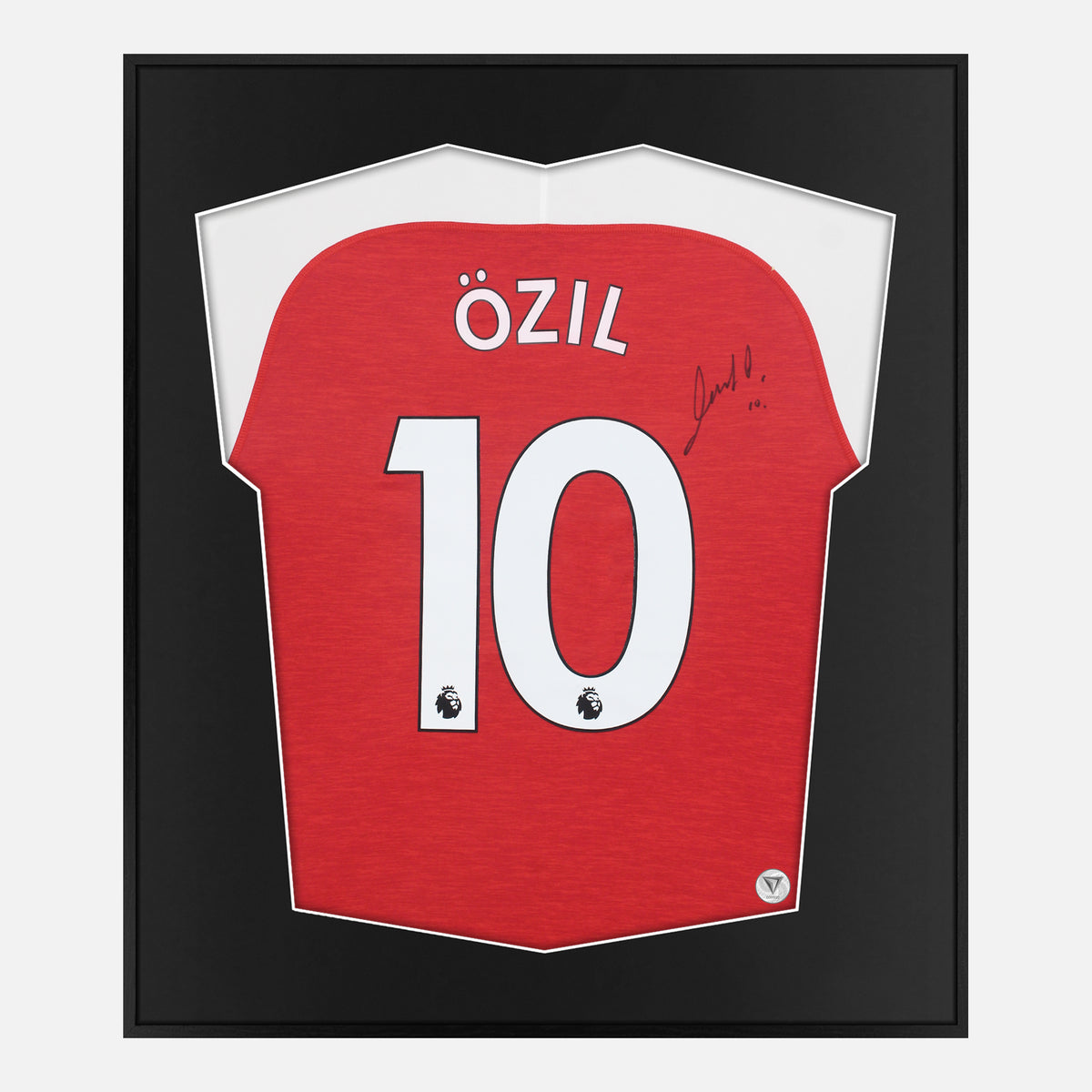 Framed Mesut Ozil Signed Arsenal Shirt, 10 Home [Lite] — Lite framed Arsenal shirt signed by Mesut Ozil | The Vault