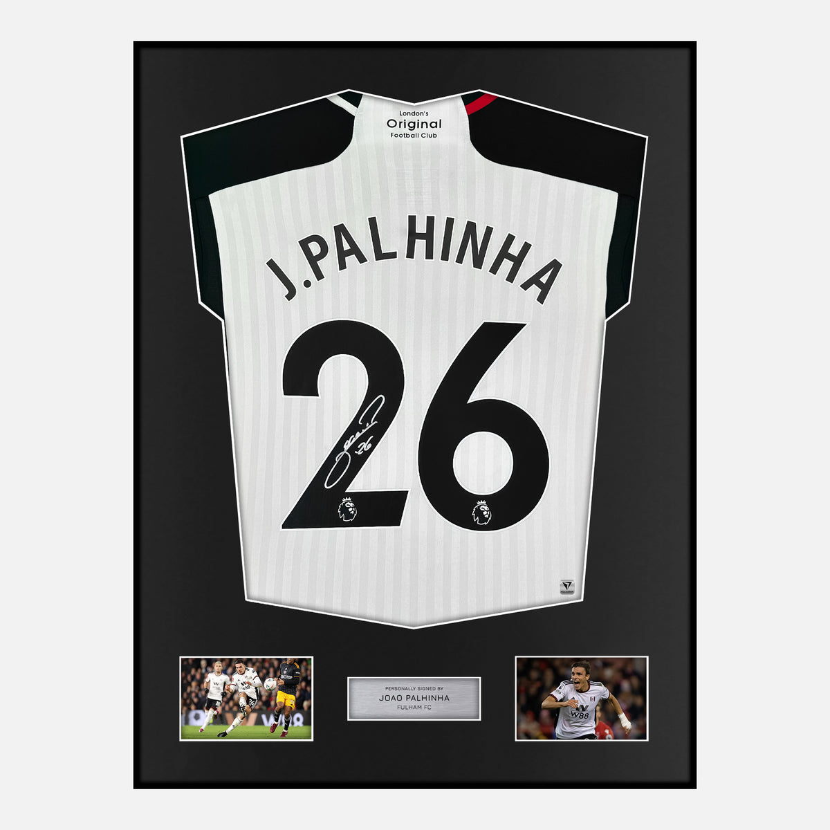 Framed Joao Palhinha Signed Fulham Shirt 2023-24 Home [Classic] — Verified autograph with NFC and certificate | The Vault