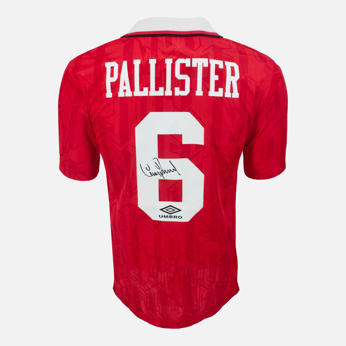 Gary Pallister Signed Manchester United Shirt 1992-94 Home [6] — Manchester United signed shirt from the 1992 to 1994 season | The Vault