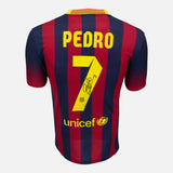 Framed Pedro Signed Barcelona Shirt 2013-14 Home [Modern]