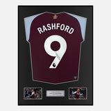 Framed Marcus Rashford Signed Aston Villa Shirt 2024-25 Home [Classic]