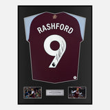 Framed Marcus Rashford Signed Aston Villa Shirt 2024-25 Home [Classic]