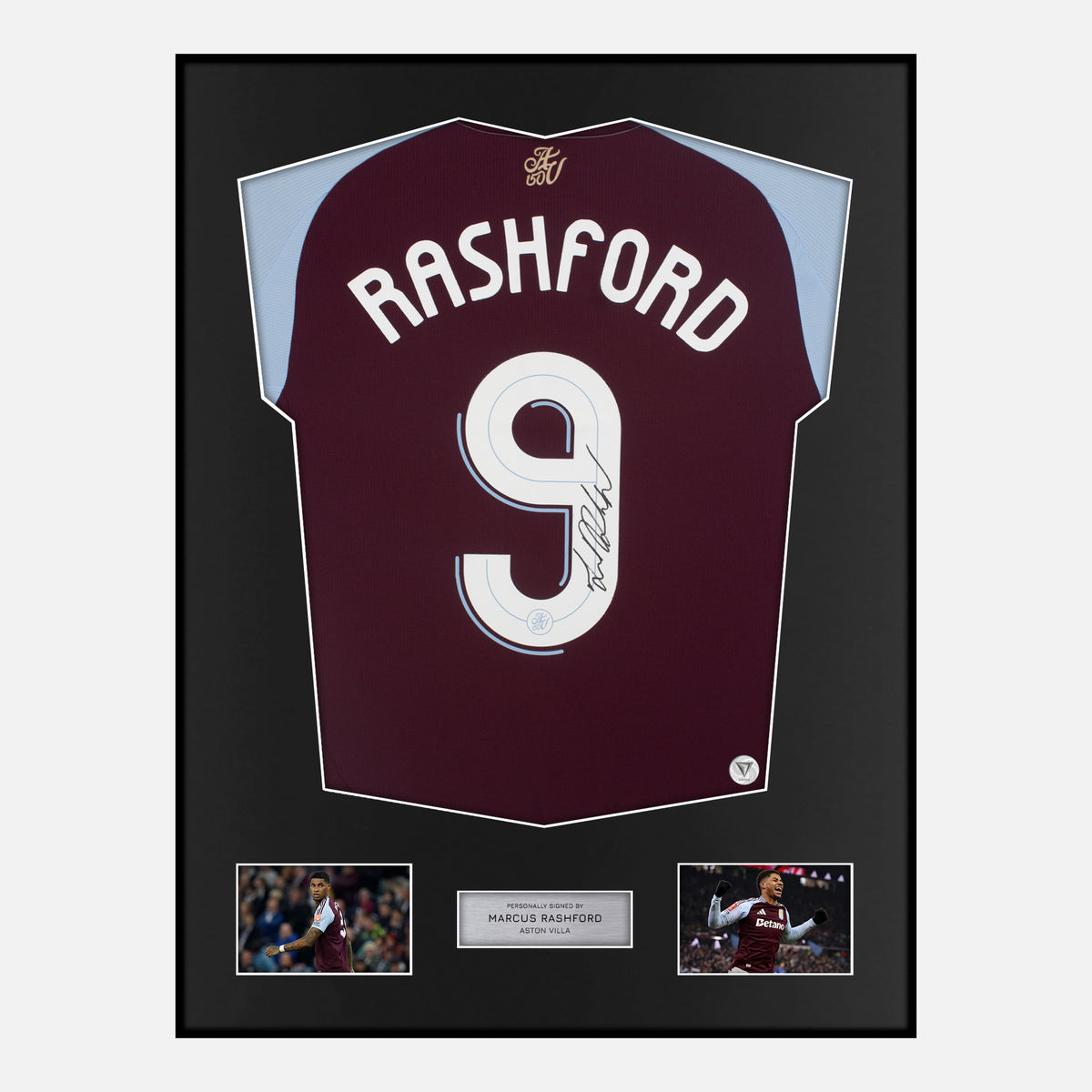 Framed Marcus Rashford Signed Aston Villa Shirt 2024-25 Home [Classic] — Verified autograph with NFC and certificate | The Vault
