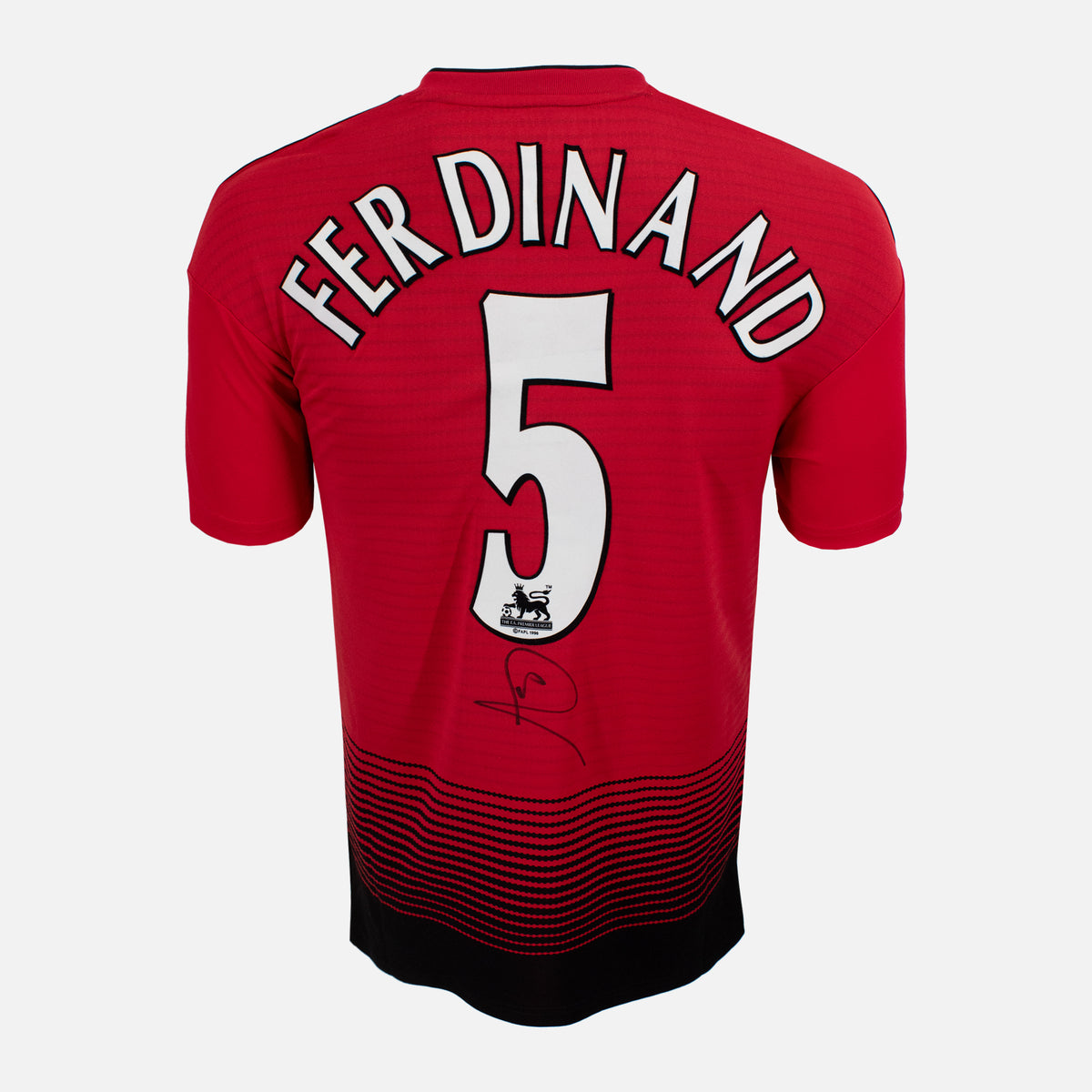 Rio Ferdinand Signed Manchester United Shirt Home [5] — Manchester United signed shirt from the 2018 to 2019 season | The Vault