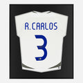 Framed Roberto Carlos Signed Shirt, Real Madrid Home [Lite]