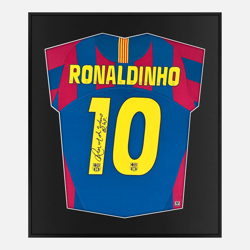 Framed Ronaldinho Signed Barcelona Shirt 2005-06 Final [Mini]