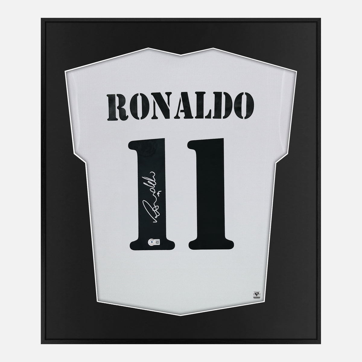 Framed Ronaldo Signed Shirt, Real Madrid, White Home [Lite] — Authentic signature with NFC and COA | The Vault
