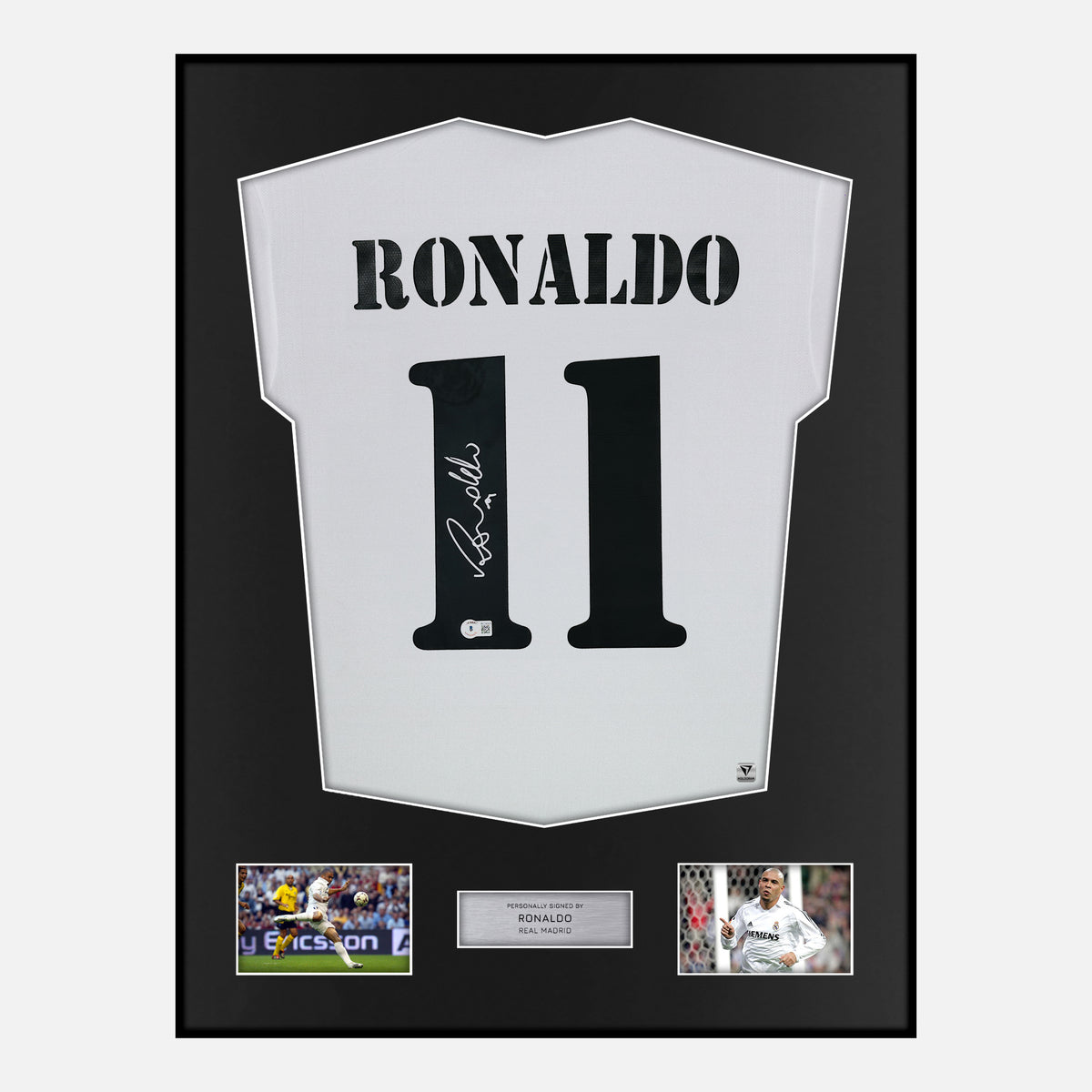 Framed Ronaldo Signed Real Madrid Shirt 2002-03 Home [Classic] — Verified autograph with NFC and certificate | The Vault