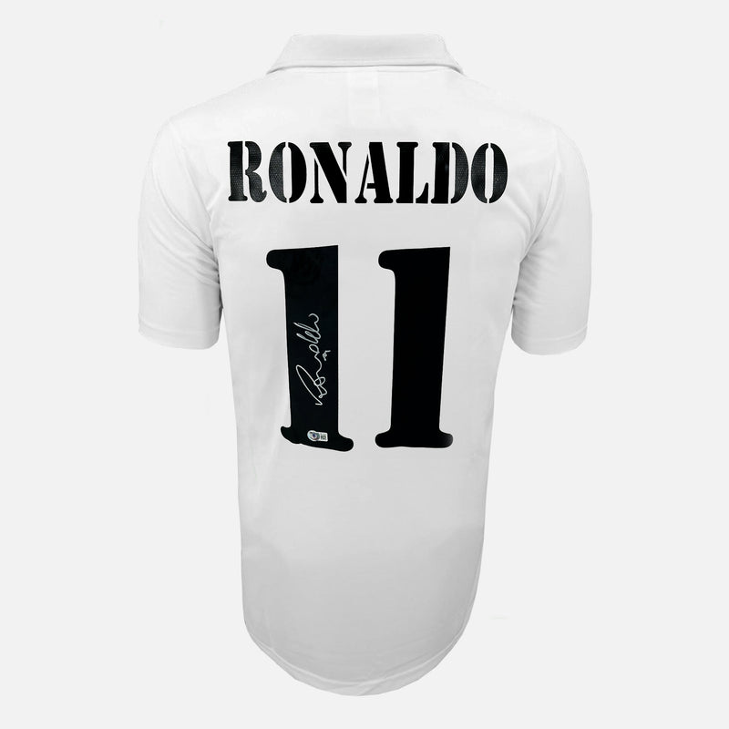 Framed Ronaldo Signed Real Madrid Shirt 2002-03 Home [Mini]