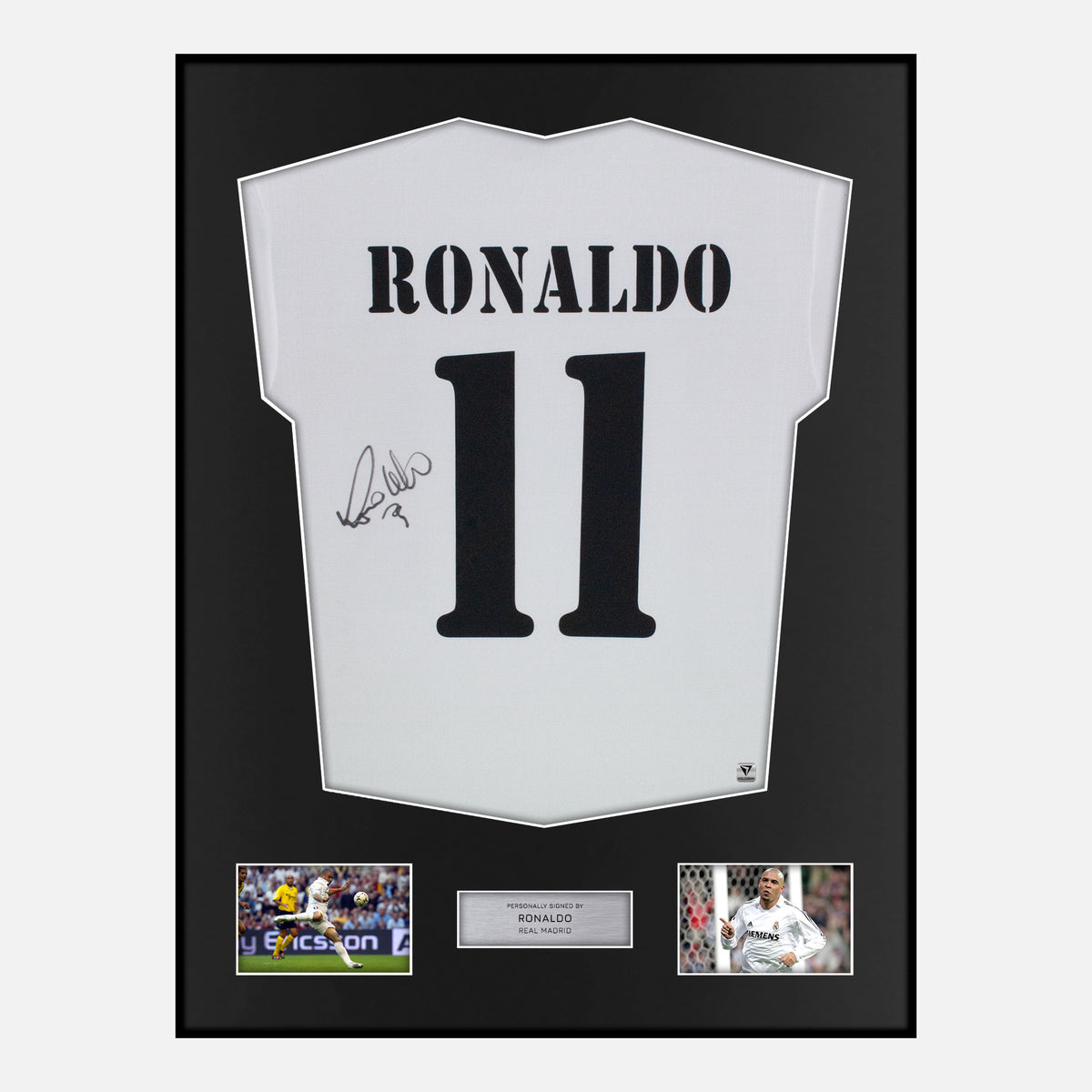 Framed Ronaldo Signed Real Madrid Shirt 2002 Centenary Home [Classic] — Verified autograph with NFC and certificate | The Vault