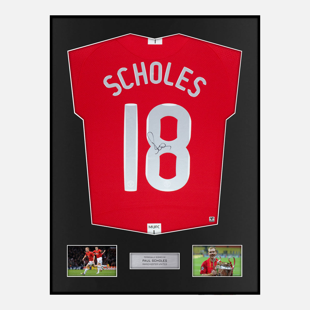 Framed Paul Scholes Signed Manchester United Shirt 2008 Final [Classic] — Verified autograph with NFC and certificate | The Vault