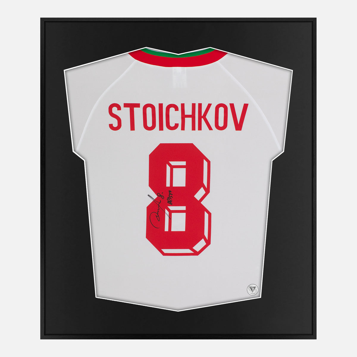 Framed Stoichkov Signed Shirt, Bulgaria 1994 World Cup [Lite] — Authentic signature with NFC and COA | The Vault