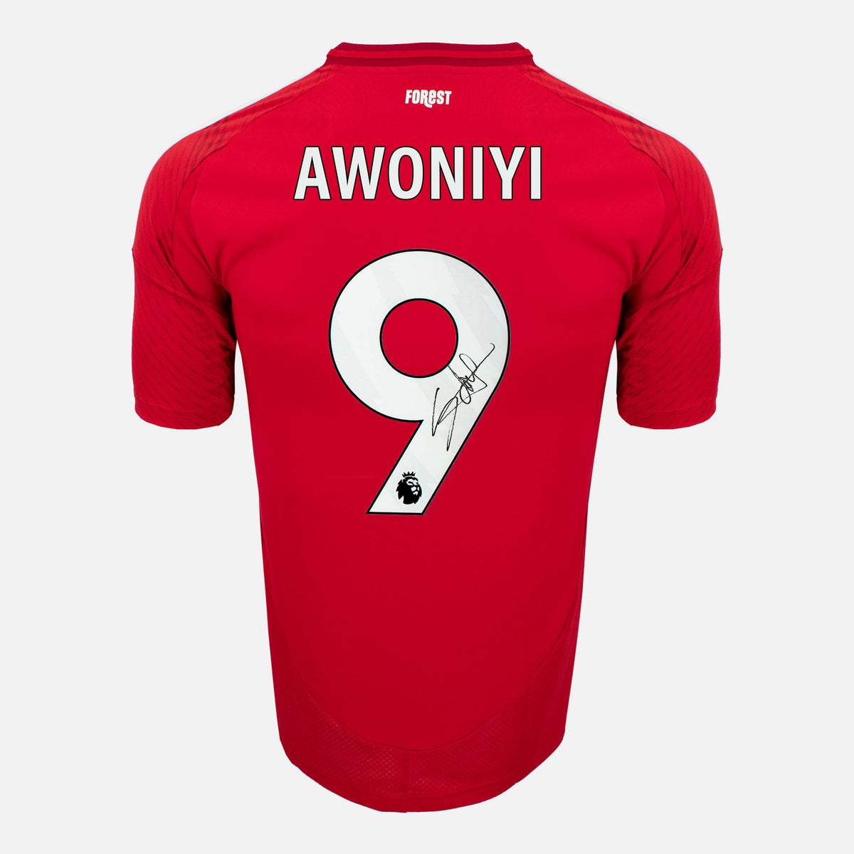 Taiwo Awoniyi Signed Nottingham Forest Shirt 2024-25 Home [22] — Nottingham Forest signed shirt from the 2024 to 2025 season | The Vault