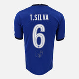 Framed Thiago Silva Signed Chelsea Shirt 2021 CL Winners [Mini]