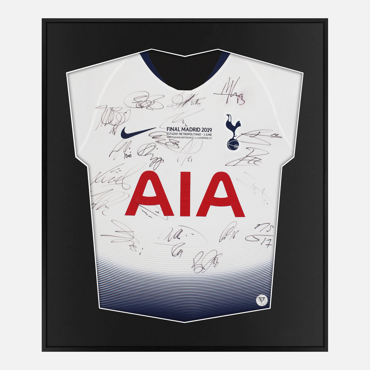 Framed Tottenham Hotspur Signed Shirt, 2019 Champions League Final [Lite] — Authentic signature with NFC and COA | The Vault
