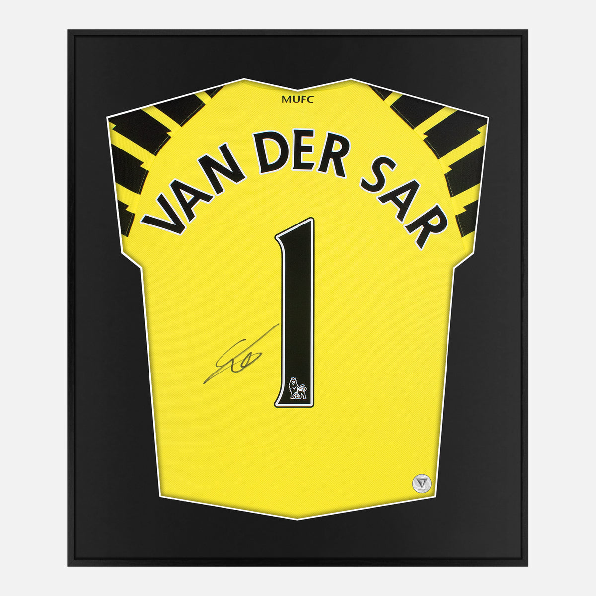 Framed Edwin Van Der Sar Signed Manchester United Shirt, 2010-11 [Lite] — Authentic signature with NFC and COA | The Vault