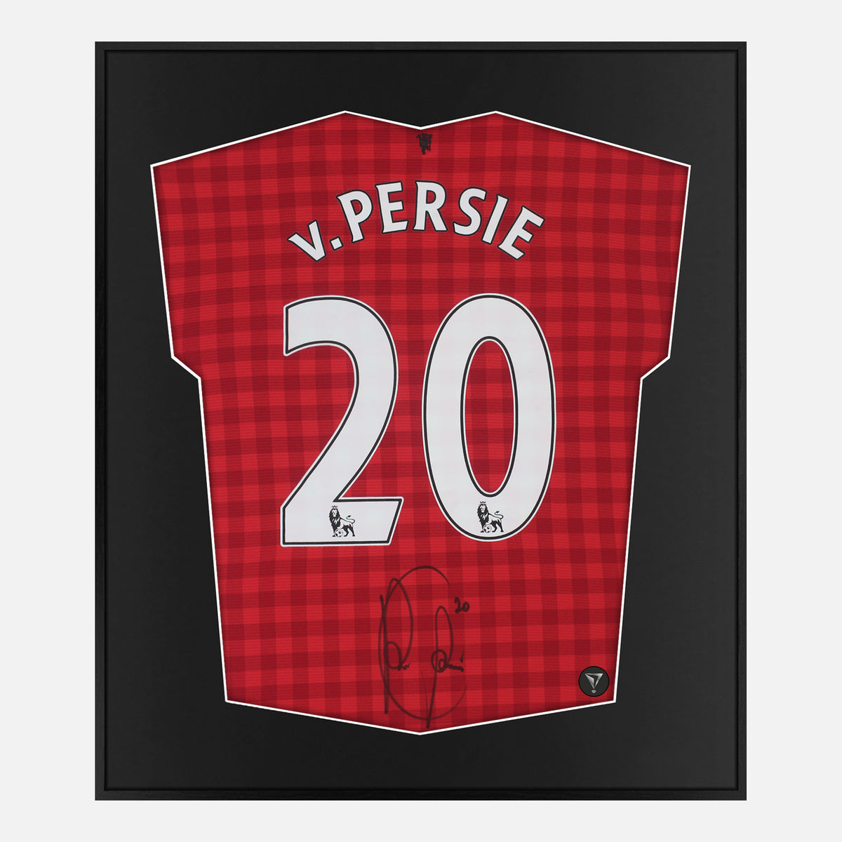 Framed Van Persie Signed Manchester United Shirt Home 2012-13 [Lite] — Lite framed Manchester United shirt signed by Robin Van Persie | The Vault
