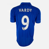 Framed Jamie Vardy Signed Leicester City Shirt 2016-17 Home [Mini]