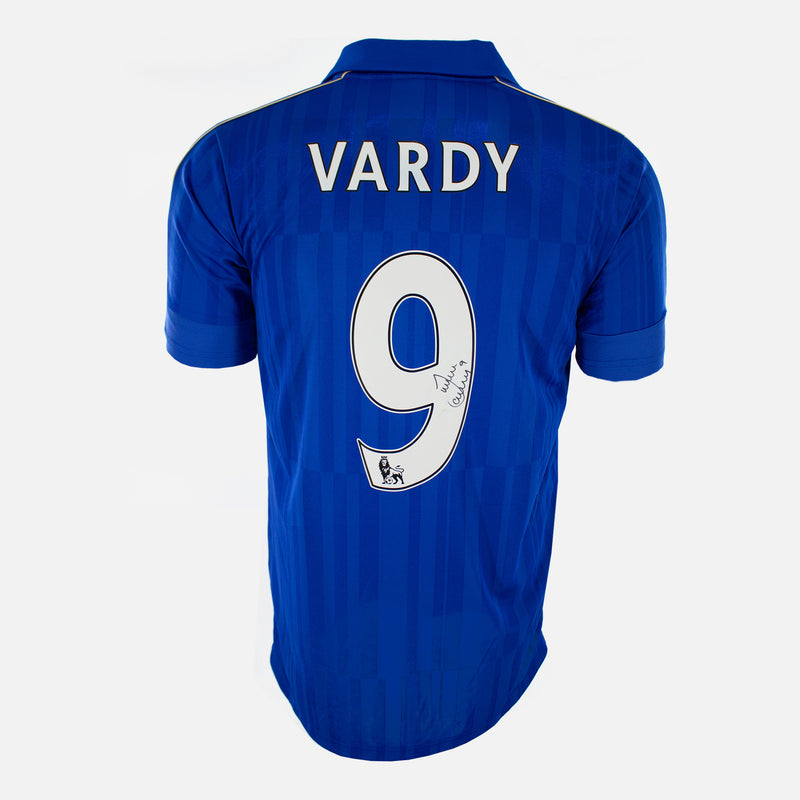 Framed Jamie Vardy Signed Leicester City Shirt 2016-17 Home [Mini]