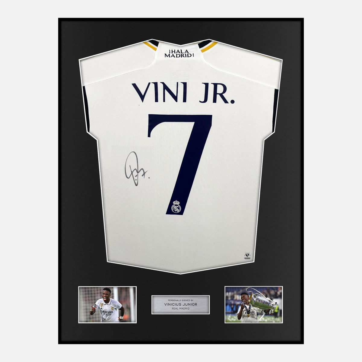 Framed Vinícius Junior Signed Real Madrid Shirt 2023-24 Home [Classic] — Verified autograph with NFC and certificate | The Vault