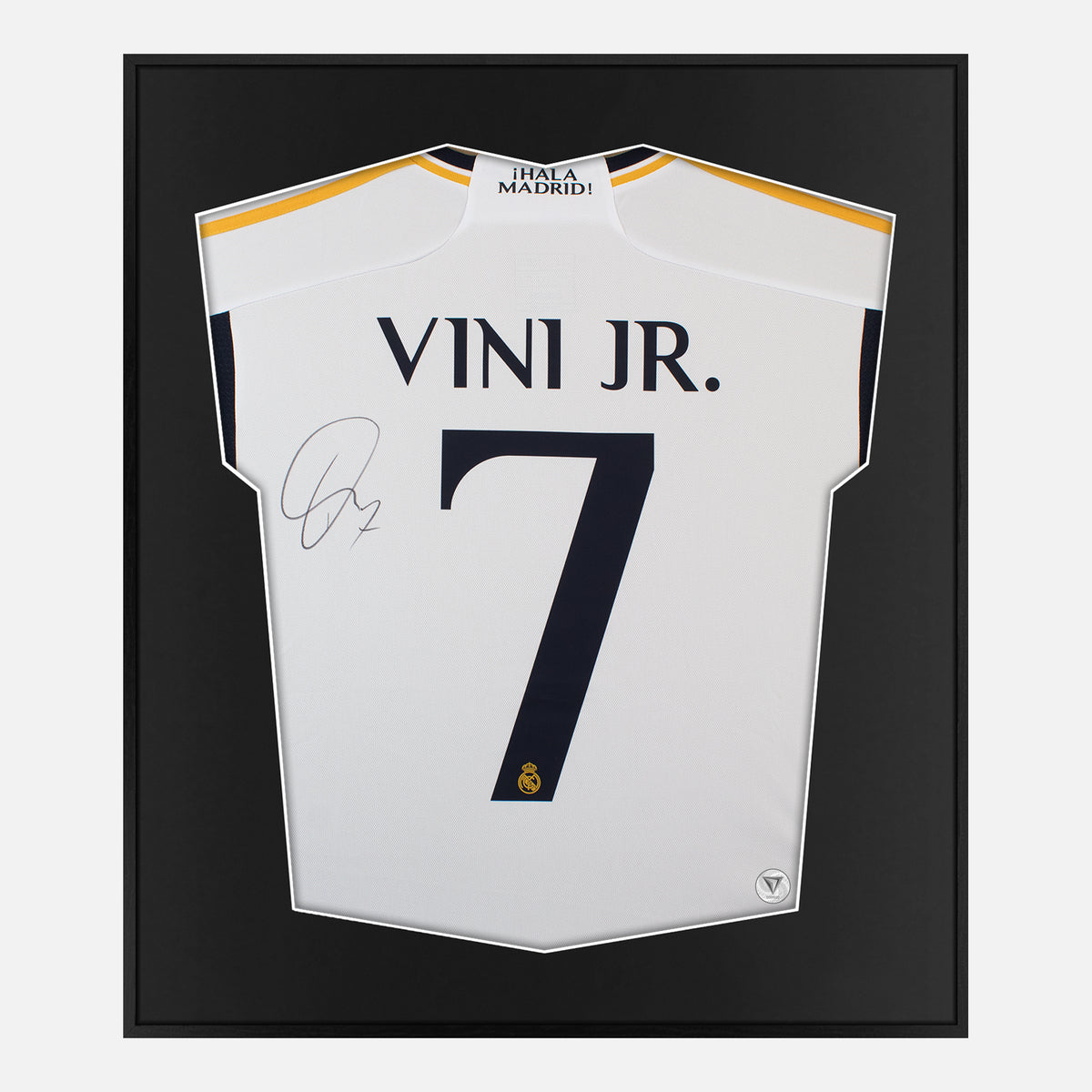 Framed Vinicius Junior Signed Shirt, Real Madrid Home [Lite] — Authentic signature with NFC and COA | The Vault