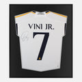 Framed Vinicius Junior Signed Shirt, Real Madrid Home [Lite]
